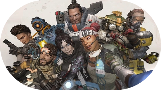 groep personages uit een futuristische shooter game in teamopstelling